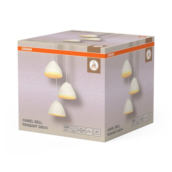 Hängelampe Pappmaché L:43,7 cm 3-flammig Esstisch OSRAM