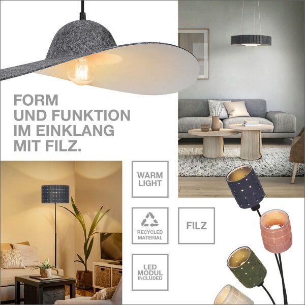 Deckenleuchte 5-flammig Filz Bunt Metall E14 OSRAM