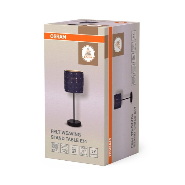 Tischleuchte Filz Metall Dunkelgrau E14 H:40,5 cm OSRAM