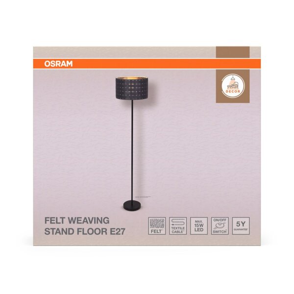 Stehleuchte Filz E27 Dunkelgrau Metall H:156 cm OSRAM