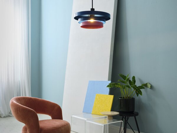Pendelleuchte Schwarz Stahl Blau E27 Ø40 cm OSRAM
