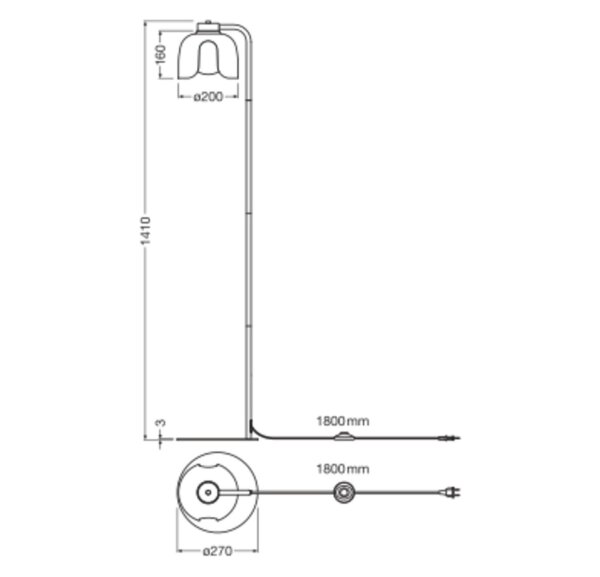 Stehleuchte Glas E27 Grün Metall H:141 cm Modern OSRAM