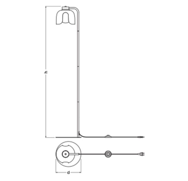 Stehlampe Glas Metall Schwarz E27 H:141 cm OSRAM