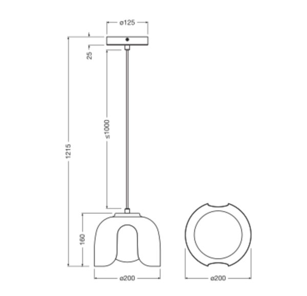 Pendelleuchte Glas E27 Orange Metall L:20 cm OSRAM