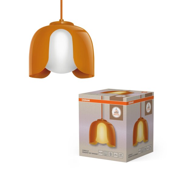Pendelleuchte Glas E27 Orange Metall L:20 cm OSRAM