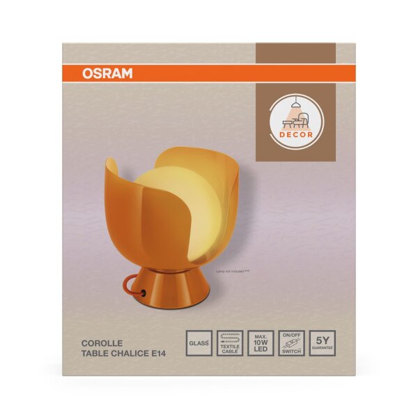 Tischleuchte Glas Metall E14 Orange H:21 cm OSRAM