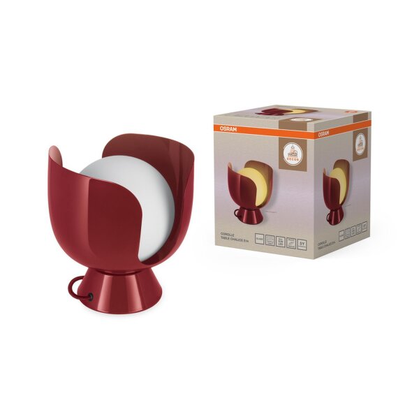 Tischlampe Glas E14 Rot Metall H:21 cm blendarm OSRAM