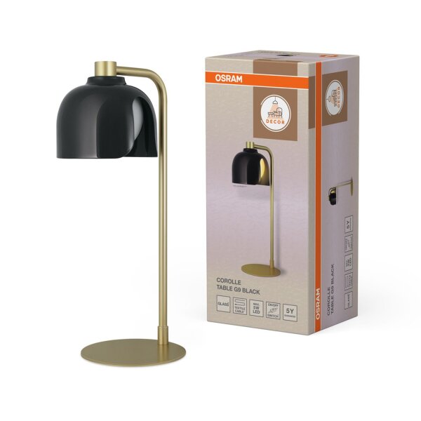 Tischleuchte Glas G9 Gold Metall H:40 cm blendarm OSRAM