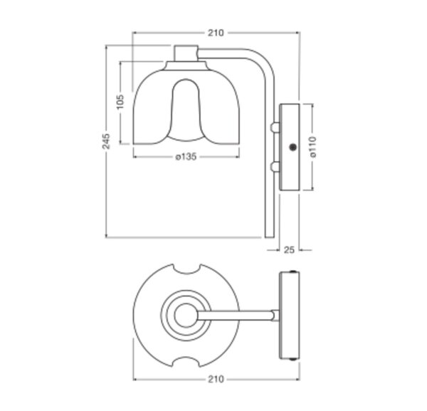 Wandleuchte Glas blendarm G9 Grün Metall H:24,5cm OSRAM