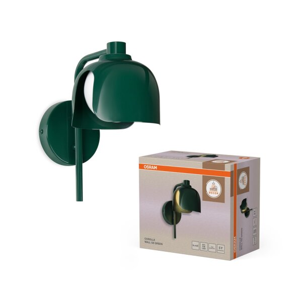Wandleuchte Glas blendarm G9 Grün Metall H:24,5cm OSRAM