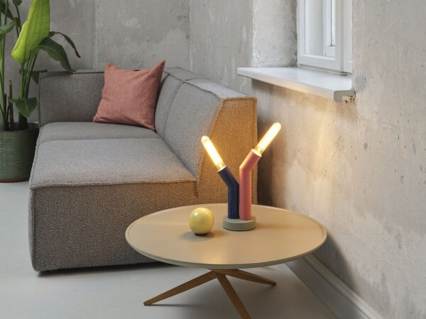 Tischleuchte Grau Stahl Rot E27 H:27,5 cm OSRAM
