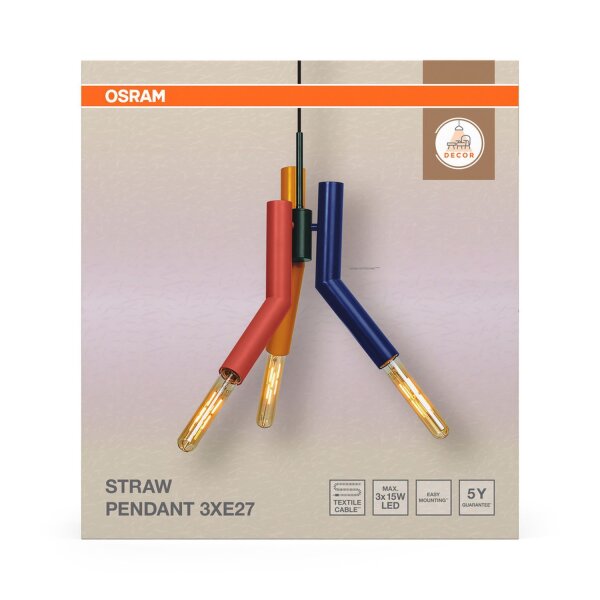 Hängelampe Mehrfarbig Grau E27 Ø32 cm modern OSRAM
