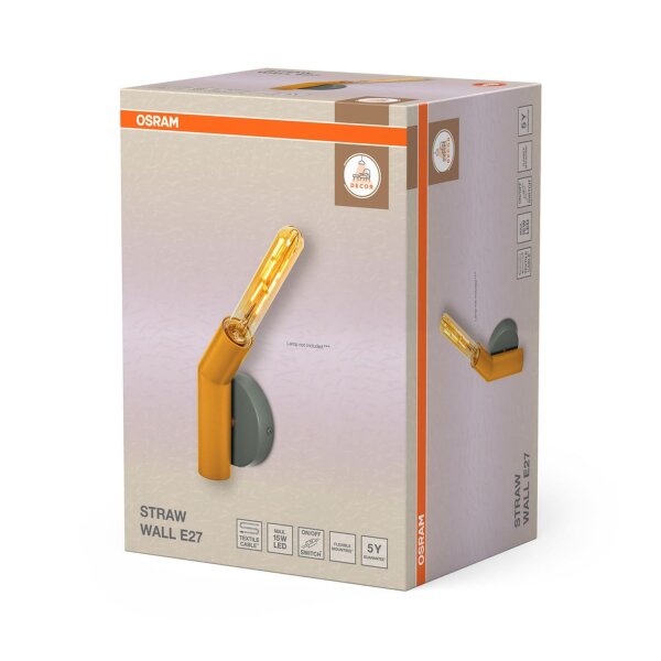 Wandleuchte Grau Stahl Gelb E27 H:18,3 cm OSRAM