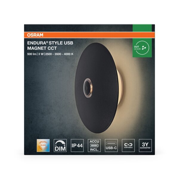 LED Akku Wandlampe dimmbar CCT Metall 4000 K OSRAM