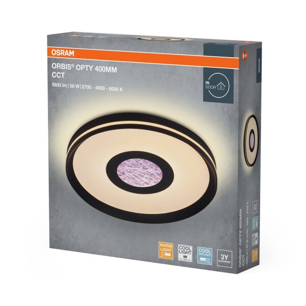 LED Deckenleuchte Schwarz 2700-6000K rund L:40cm OSRAM