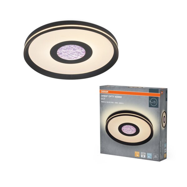 LED Deckenleuchte Schwarz 2700-6000K rund L:40cm OSRAM