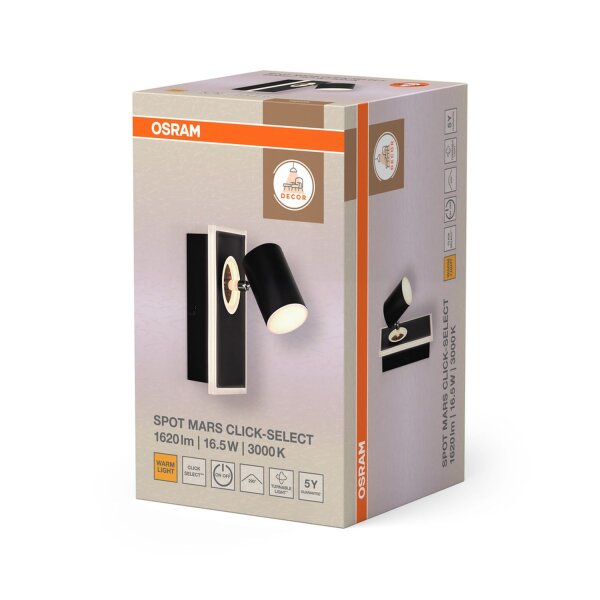 LED Wandspot schwenkbar Schwarz 3000 K H:20 cm OSRAM