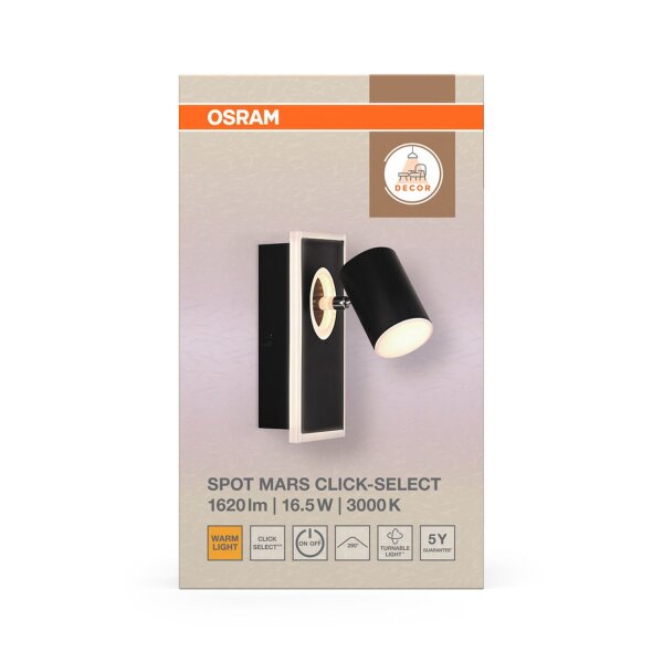 LED Wandspot schwenkbar Schwarz 3000 K H:20 cm OSRAM