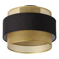 Runde Deckenleuchte Gold Schwarz Stoff E27 Ø30 cm...