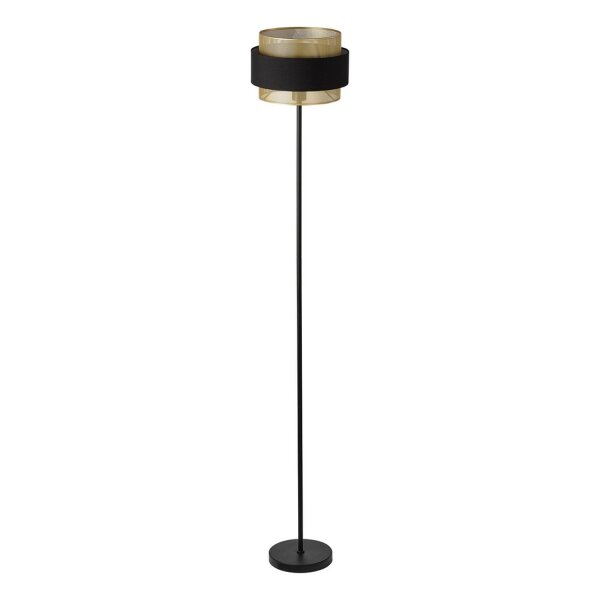 Stehleuchte Gold Schwarz Stoff E27 H:175cm modern OSRAM