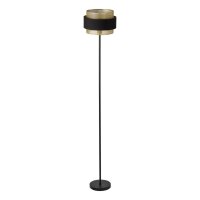 Stehleuchte Gold Schwarz Stoff E27 H:175cm modern OSRAM