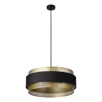 Pendelleuchte Gold Schwarz Stoff E27 Ø50cm modern...