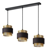 H&auml;ngelampe Gold Schwarz Stoff E27 L:78 cm modern OSRAM