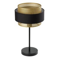 Tischleuchte Schwarz Stoff Gold E27 H:44 cm OSRAM