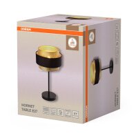 Tischleuchte Schwarz Stoff Gold E27 H:44 cm OSRAM