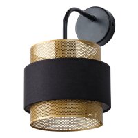 Wandlampe Gold Schwarz Stoff E27 B:18 cm modern OSRAM