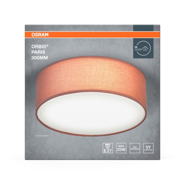 Deckenlampe Braun Stoff E27 rund L:30cm modern OSRAM
