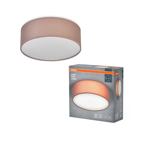 Deckenlampe Braun Stoff E27 rund L:30cm modern OSRAM