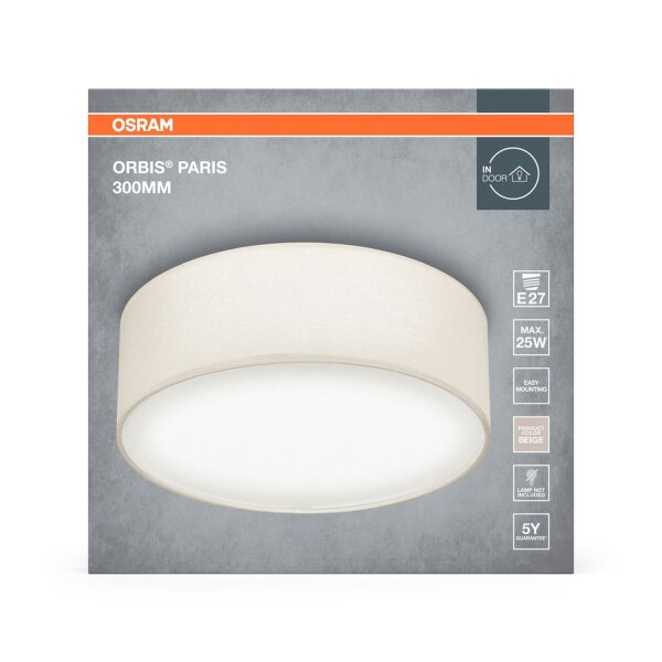 Deckenleuchte Stoff E27 L:30cm modern blendarm OSRAM