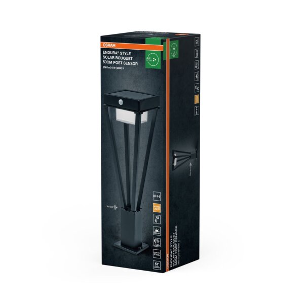 LED Solar Wegeleuchte Sensor Aluminium 3000K IP44 50cm
