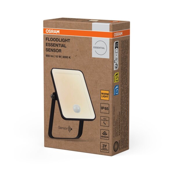 LED Außenstrahler Sensor Alu Schwarz 3000K IP65 OSRAM