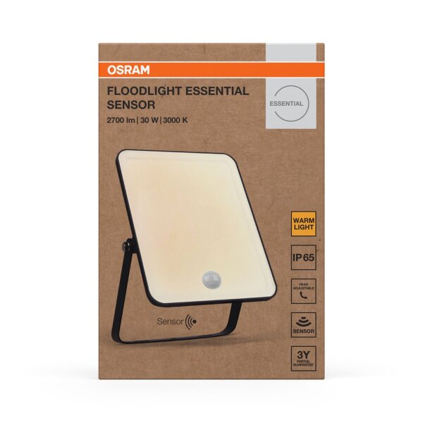 LED Außenstrahler Schwarz Alu Sensor 3000K IP65 OSRAM