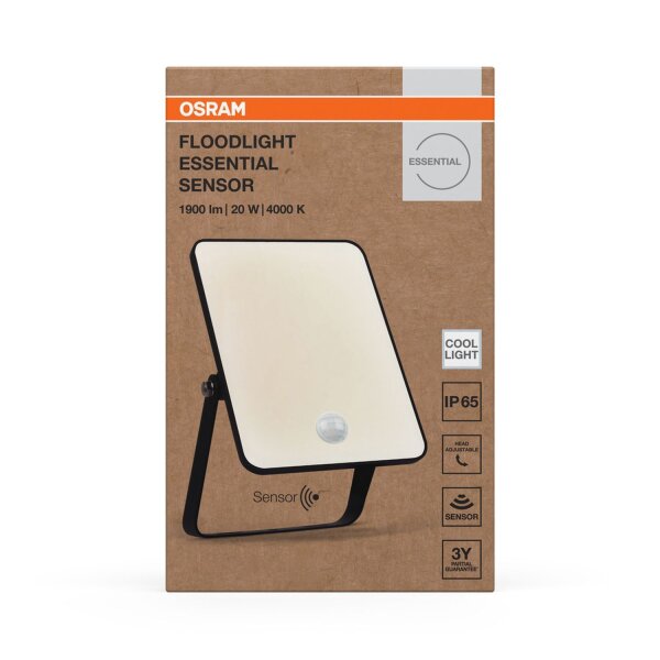 LED Außenstrahler Sensor Schwarz Alu 4000 K IP65 OSRAM
