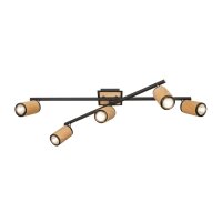 Deckenstrahler Holzfurnier Metall B: 77 cm 5-flammig GU10