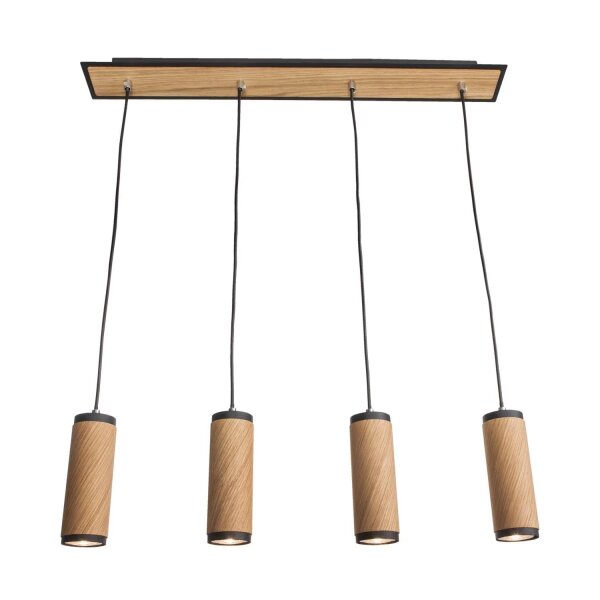 Pendelleuchte Modern B: 75 cm Holzfurnier Metall 4x GU10