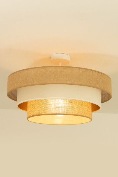 Deckenlampe Jute Stoff Weiß Beige Ecru E27 Ø50 cm