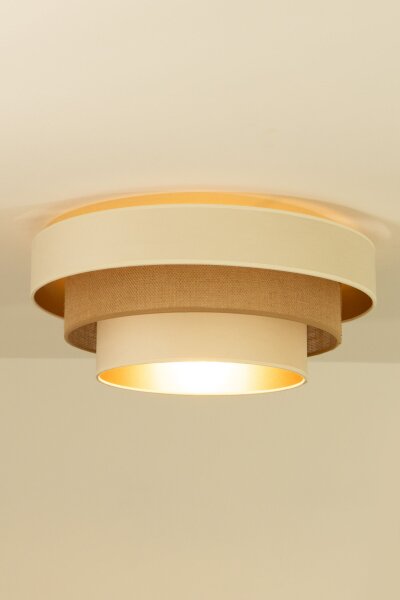 Deckenlampe Jute Samt Ecru Gold E27 Ø50 cm wohnlich