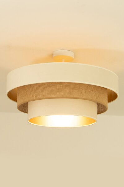 Deckenlampe Jute Samt Weiß Ecru Beige E27 Ø50 cm