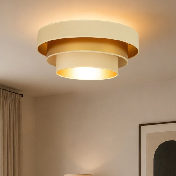 Deckenlampe Jute Samt Ecru Gold E27 Ø50 cm blendarm