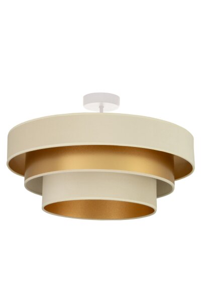 Deckenlampe Jute Samt Weiß Ecru Gold E27 Ø50 cm