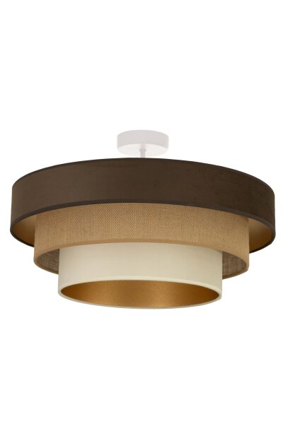 Deckenlampe Jute Samt Weiß Braun Beige E27 Ø50 cm