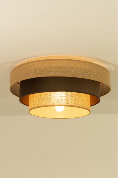 Deckenlampe Jute Stoff Beige Braun E27 Ø50 cm