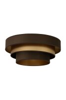 Deckenlampe Jute Stoff Braun Gold E27 &Oslash;50 cm wohnlich