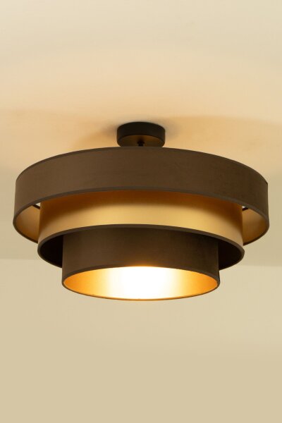 Deckenlampe Jute Stoff Schwarz Braun E27 Ø50 cm