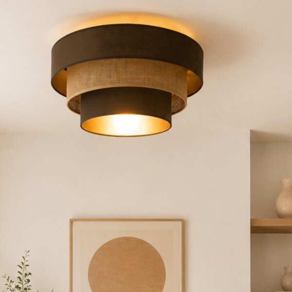 Deckenlampe Jute Stoff Braun Beige E27 Ø50 cm
