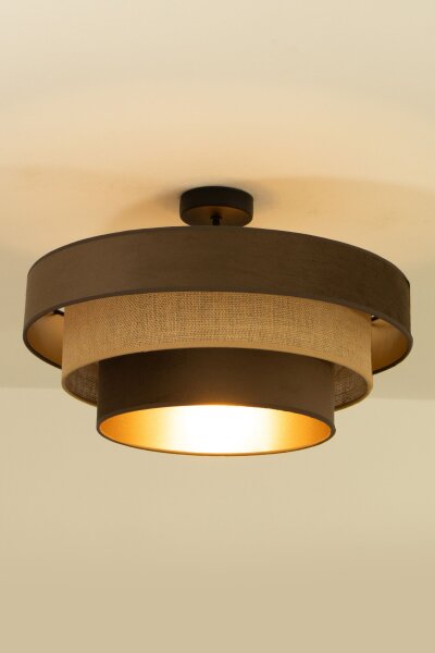 Deckenlampe Jute Stoff Schwarz E27 Ø50 cm wohnlich
